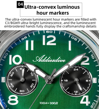 Herren-Chronograph mit VK64-Quarzwerk und Bubble-Glas