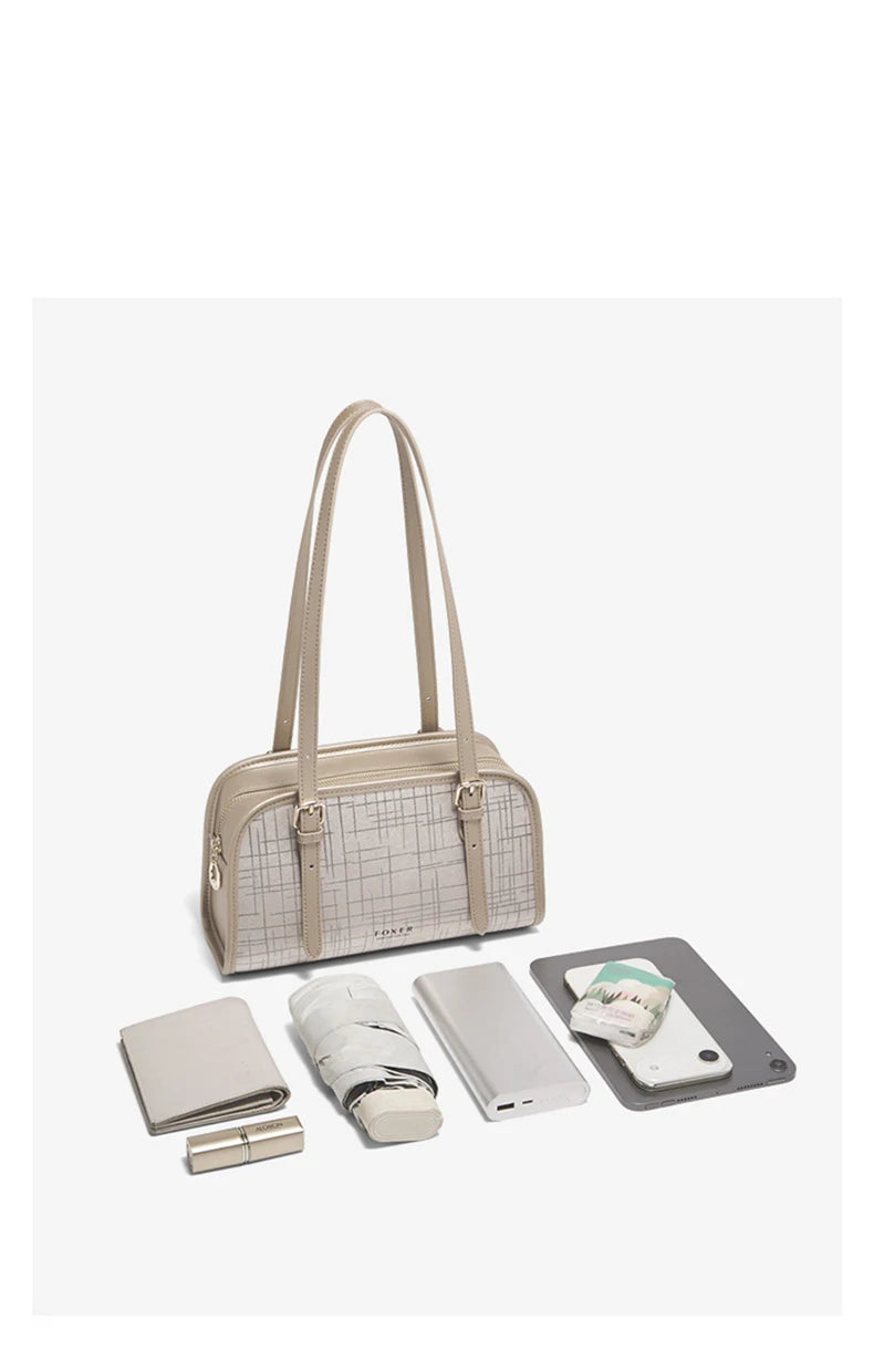Schultertasche Aus Spaltleder Im Neuen Design Luxuriöse Satchel
