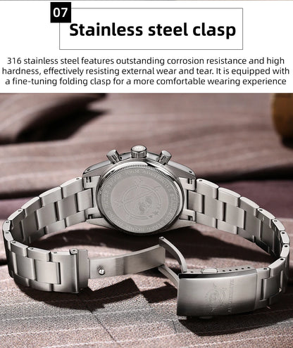 ADDIESDIVE 37mm Men Watch AD2539 BGW9 Super Luminous Chronograph Watch Bubble Mirror Glass 10Bar Waterproof VK63 Quartz Watches