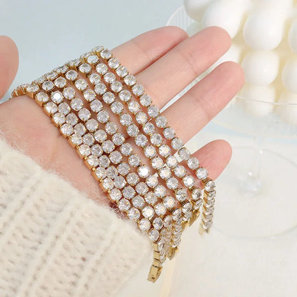 Damen-Kettenarmband mit rundem Zirkonia aus Edelstahl