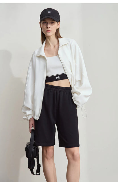 Damen Shorts aus leichtem Nylon-Baumwoll-Mix mit elastischer Taille und Taschen