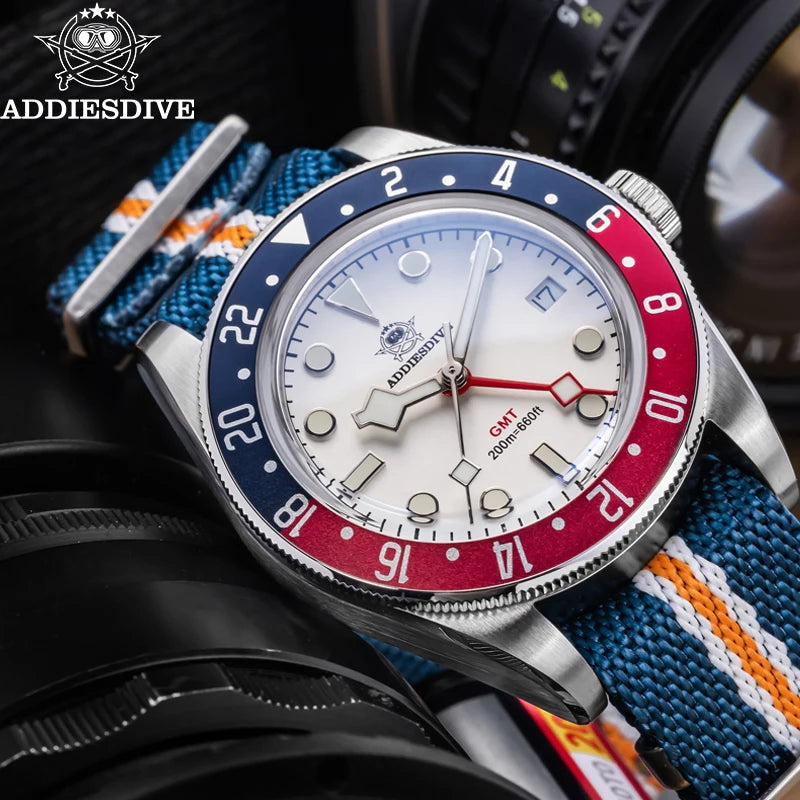 Herren-GMT-Quarzuhr mit Ronda-Werk und Nylonarmband
