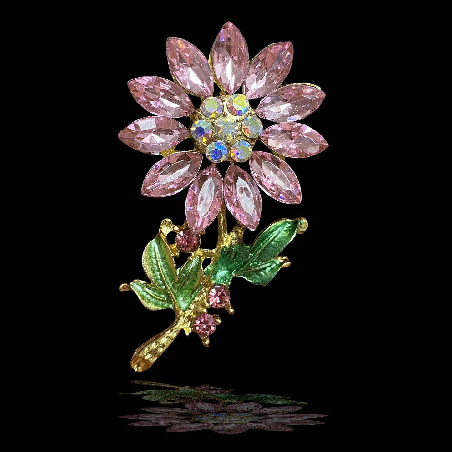 Brosche Blume Emaille Strass Anstecknadel vielseitig Damen
