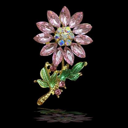 Brosche Blume Emaille Strass Anstecknadel vielseitig Damen
