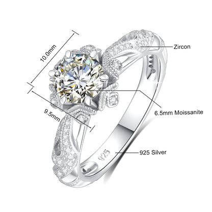 Damen-Halo-Verlobungsring im Viktorianischen Filigran-Design, 18K Goldplattiert Moissanit