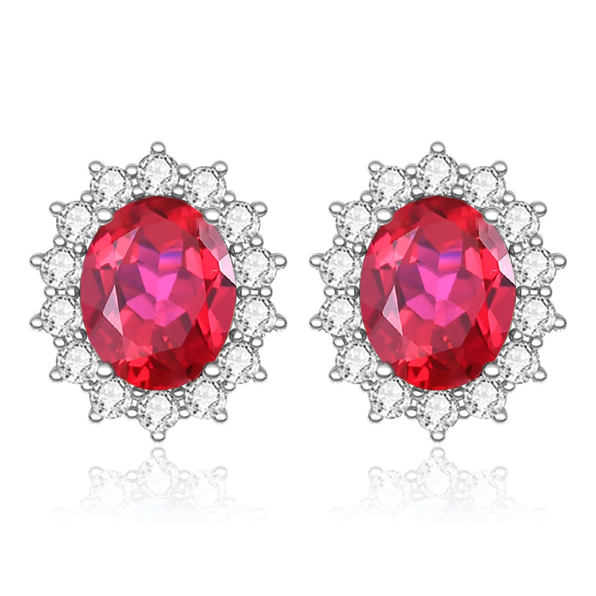 Damen-Ohrstecker Aquamarin Mit Diamanten Aus 925 Sterlingsilber Großes Edelstein-Duo