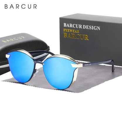 Damen-Sonnenbrille rund Katze Farbverlauf polarisiert UV400 C