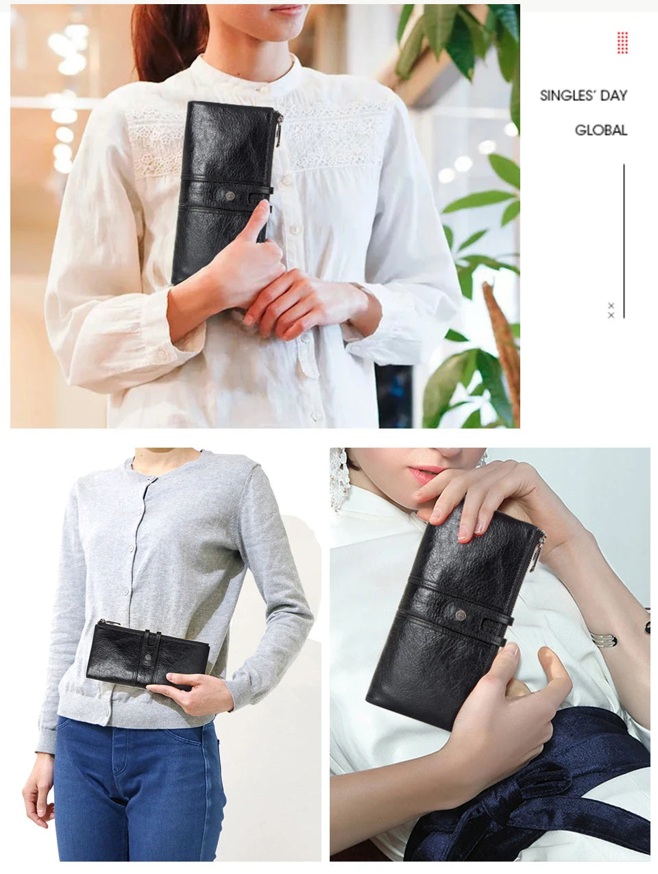 Herren Echtleder Lange Geldbörse Vintage 13 Fächer Kartenhalter Fotohalter Reise