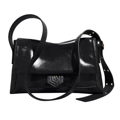 Damen Schultertasche aus Spaltleder und PU im Retro-Stil