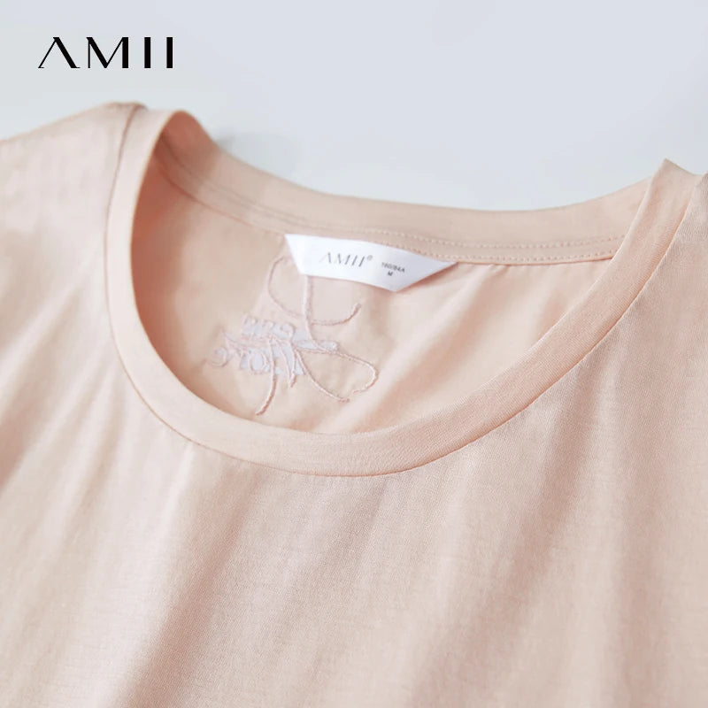 Damen Top im minimalistischen Stil aus einfarbiger mercerisierter Baumwolle