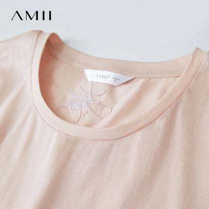 Damen Top im minimalistischen Stil aus einfarbiger mercerisierter Baumwolle