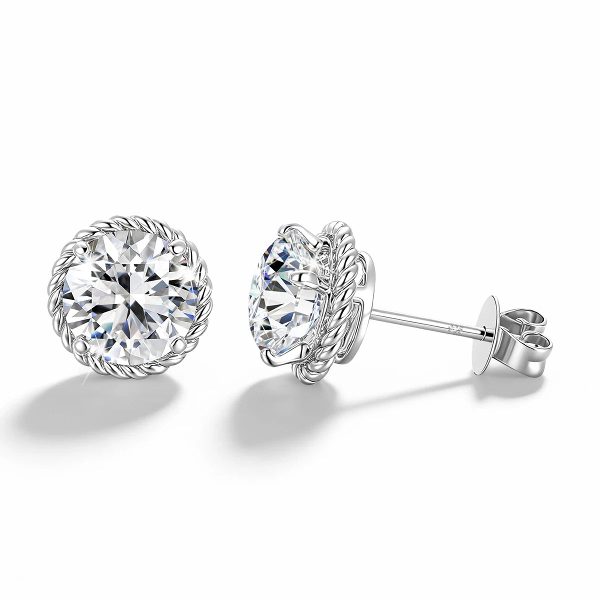 Unisex-Ohrstecker Moissanit D-Farbqualität aus 925er Sterling Silber GRA Zertifiziert