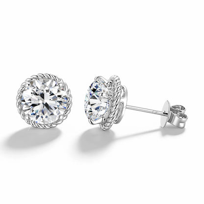 Unisex-Ohrstecker Moissanit D-Farbqualität aus 925er Sterling Silber GRA Zertifiziert