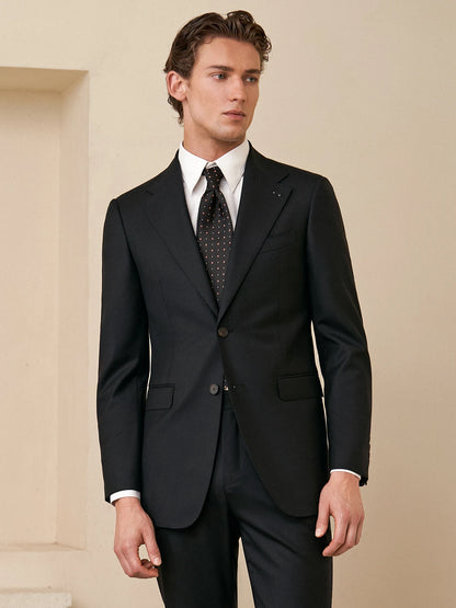 Doppelreihiger Herrenanzug im Korea-Stil – Slim Fit mit Streifenmuster in Blau, Grau, Schwarz oder Braun, ideal für Hochzeiten und formelle Anlässe.