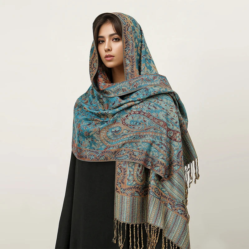 Damen Winterschal Kaschmir Jacquard Paisley lang Pashmina Bandana Foulard Luxus