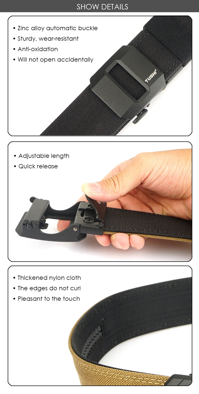 Unisex-Taktischer Gürtel Aus 1100D Nylon Mit Metallschnalle Und Starrer Bauweise Für Polizeieinsatz