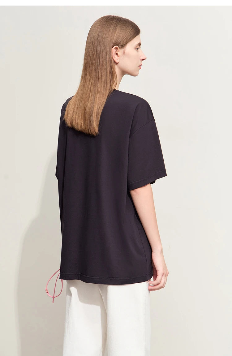 Damen T-Shirts im lässigen Stil mit O-Ausschnitt und modischem Druck