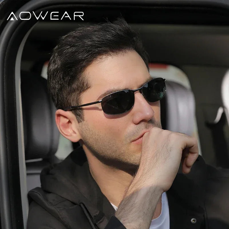 AOWEAR Retro Polarisierte Spiegel Sonnenbrille für Mann Frauen Vintage Sonnenbrille Herren UV400 Leichte Fahrbrille mit Etui