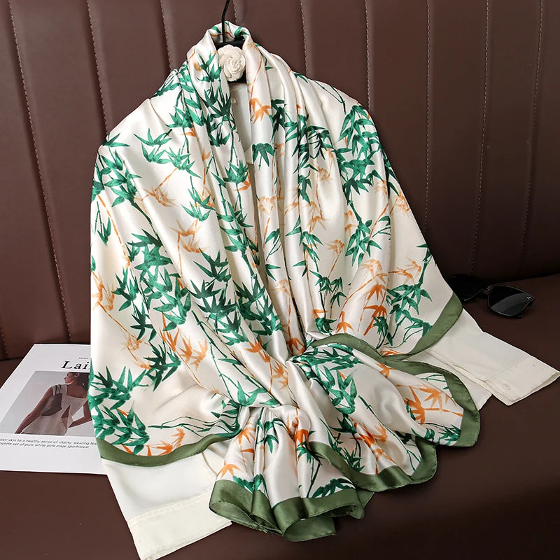 Damen Satin Seidenschal Hijab Sommer Sonnenschutz Strand Kopftuch Foulard
