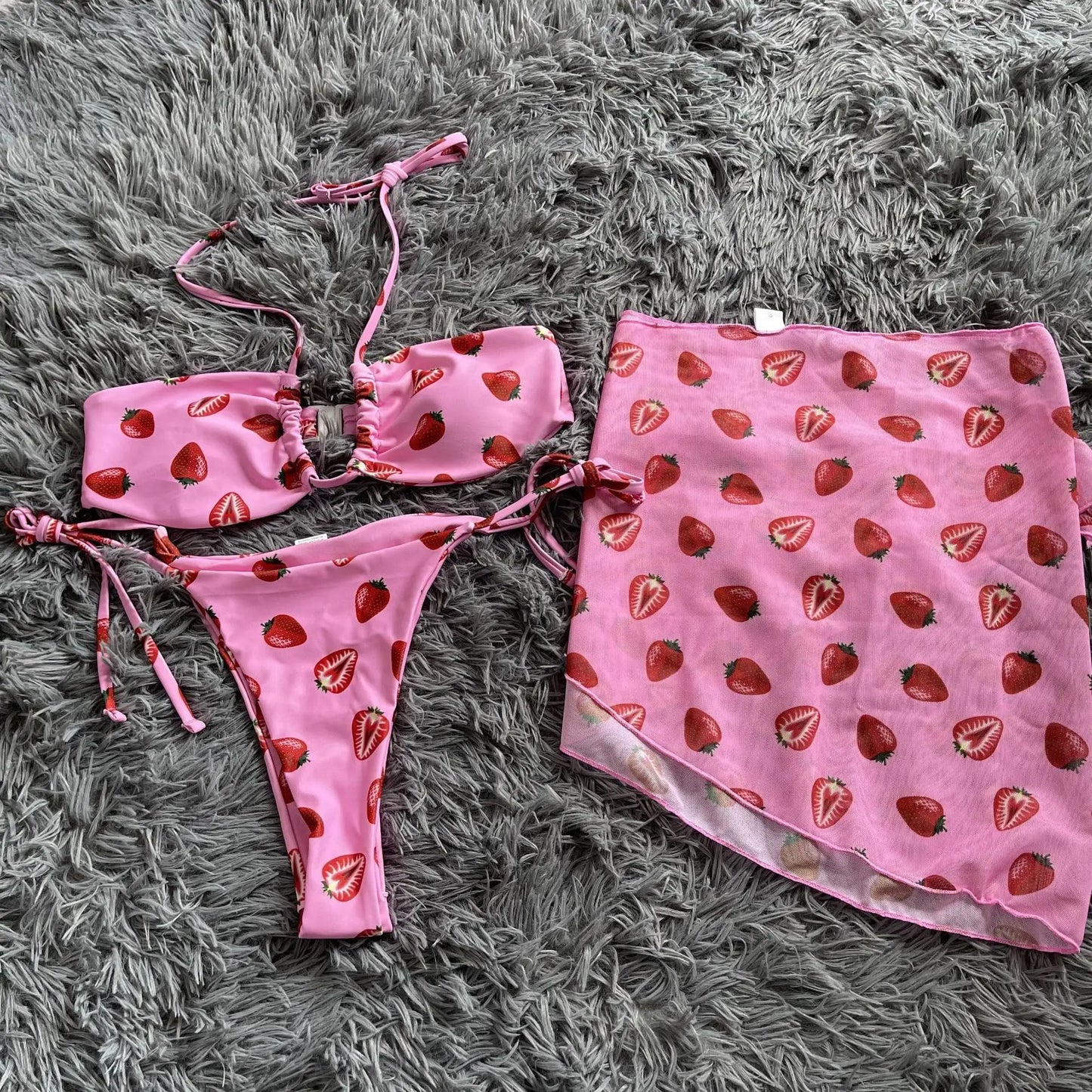 Zweiteiliges Damen-Bikini-Set mit Strasssteinen und Push-up-Effekt – ideal für Strand und Pool