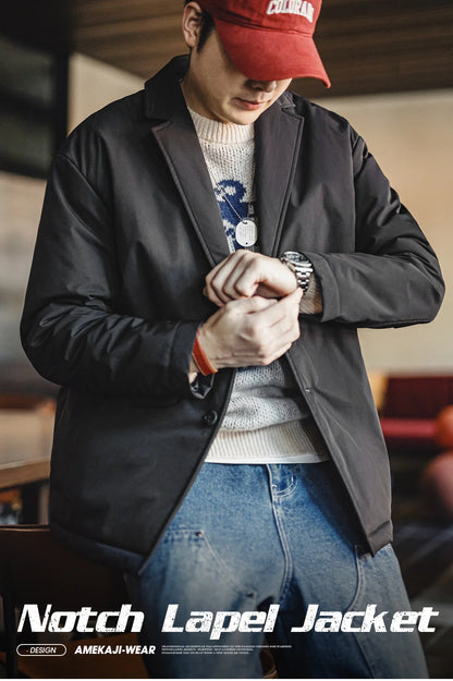 Herren Anzugjacke Verdickte Reverskragen Warmer Mantel Vielseitige Oberbekleidung Herbst Winter