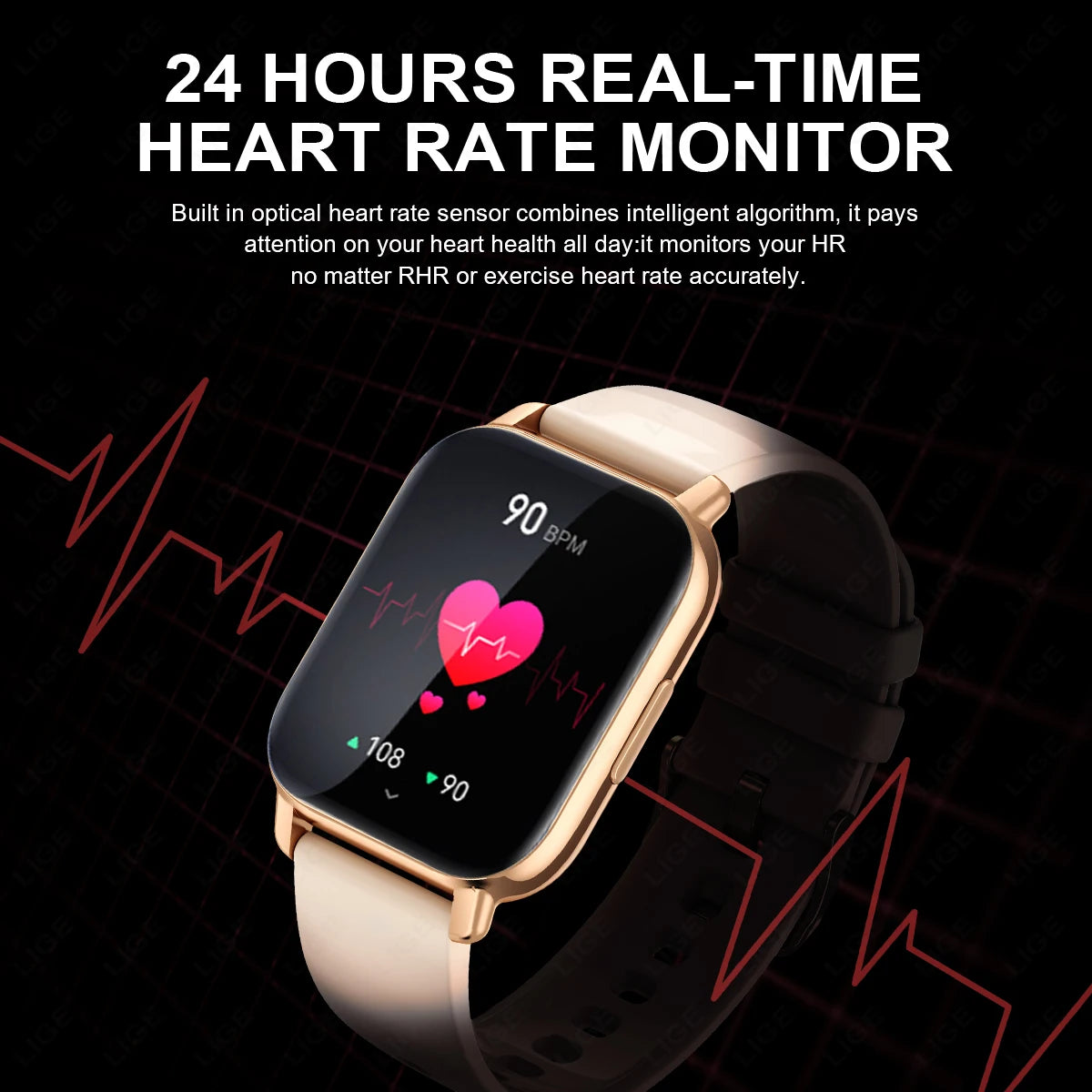 LIGE 2024 Neue Mode Smartwatch Männer 1,91 "HD Bildschirm Bluetooth Anruf Herzfrequenz Blutdruck Schlaf Überwachung Smart Uhr frauen
