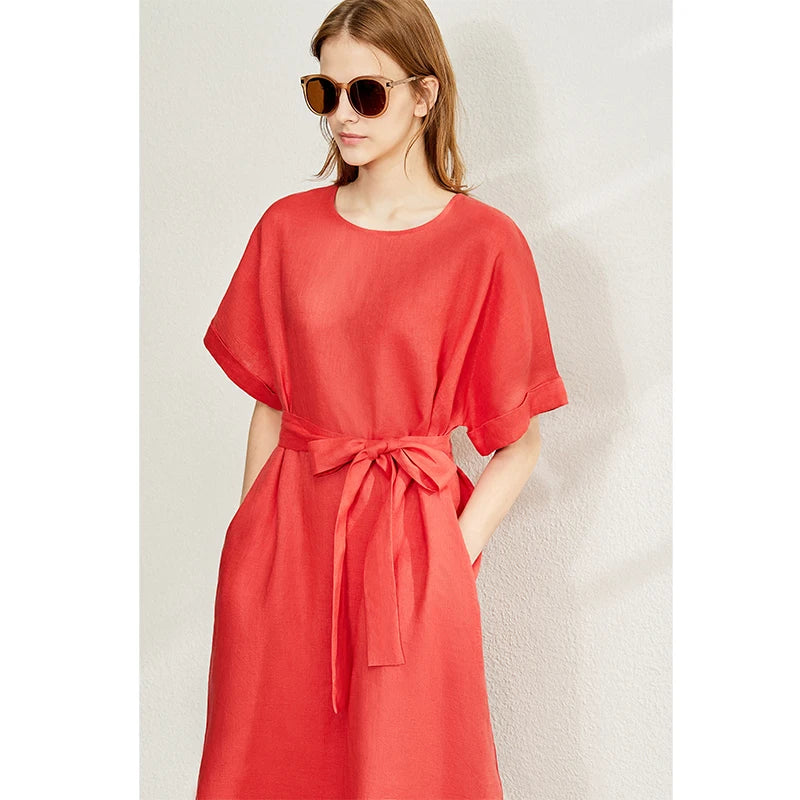 Elegantes Damenkleid Aus Leinen Komfortabel Stylisch Büromode