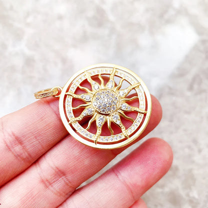 Damen-Charm-Anhänger Sonne Amulett golden glamourös aus Sterlingsilber