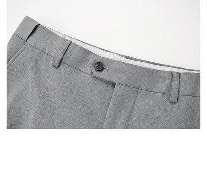 Herren-Anzugset mit Blazer und Hose in tiefem Blau und Khaki – modischer Seersucker für Frühling und Sommer, ideal für Hochzeiten und Büro.