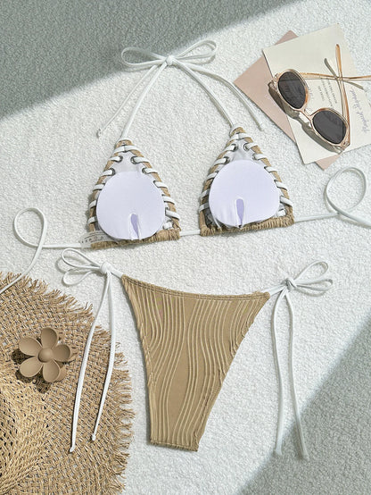 Sommerliches kariertes Bikini-Set mit Push-up-Effekt – verführerische Bademode für den Strand und Pool