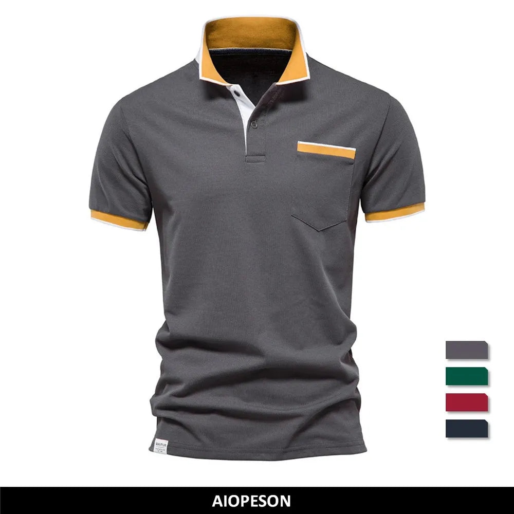 Herren Polo Shirt aus Baumwolle mit Kurzarm und Tasche für lässige Anlässe