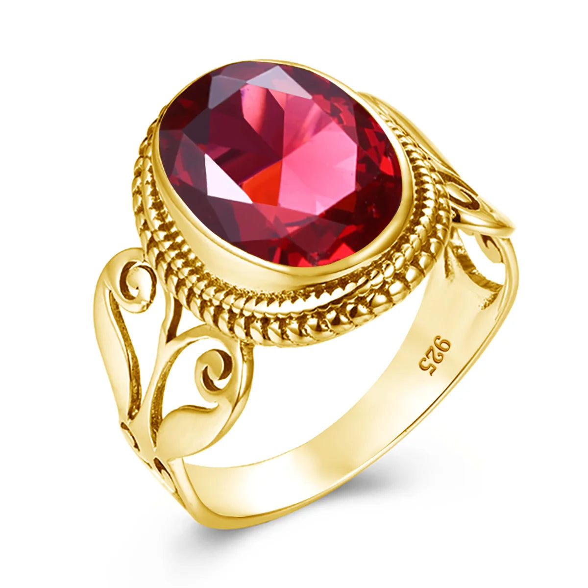 Damen-Ring Aus Sterling Silber Mit Ovaler Rainbow Fire Mystic Topaz Stein 10x16mm Goldtone Schmuck