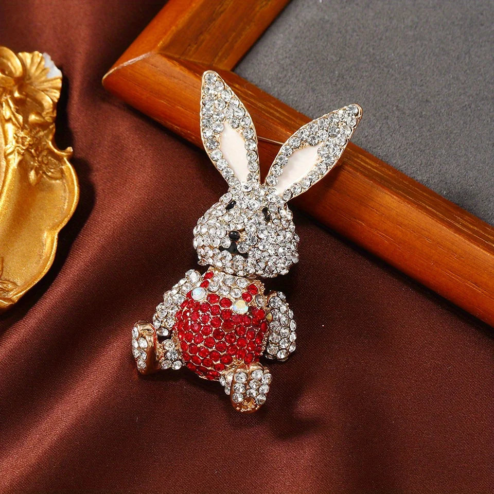 Brosche Hase Kristall Strass Luxus Kleidung Mantel Glänzend Damen
