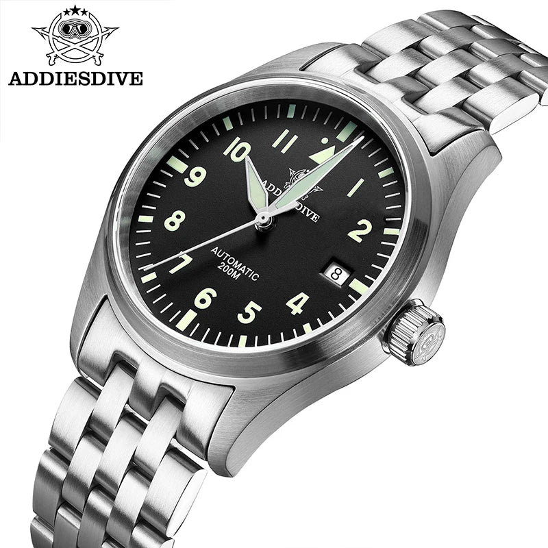 Herren Automatik-Taucheruhr 200m wasserdicht C3 Leuchtzeiger mechanisch