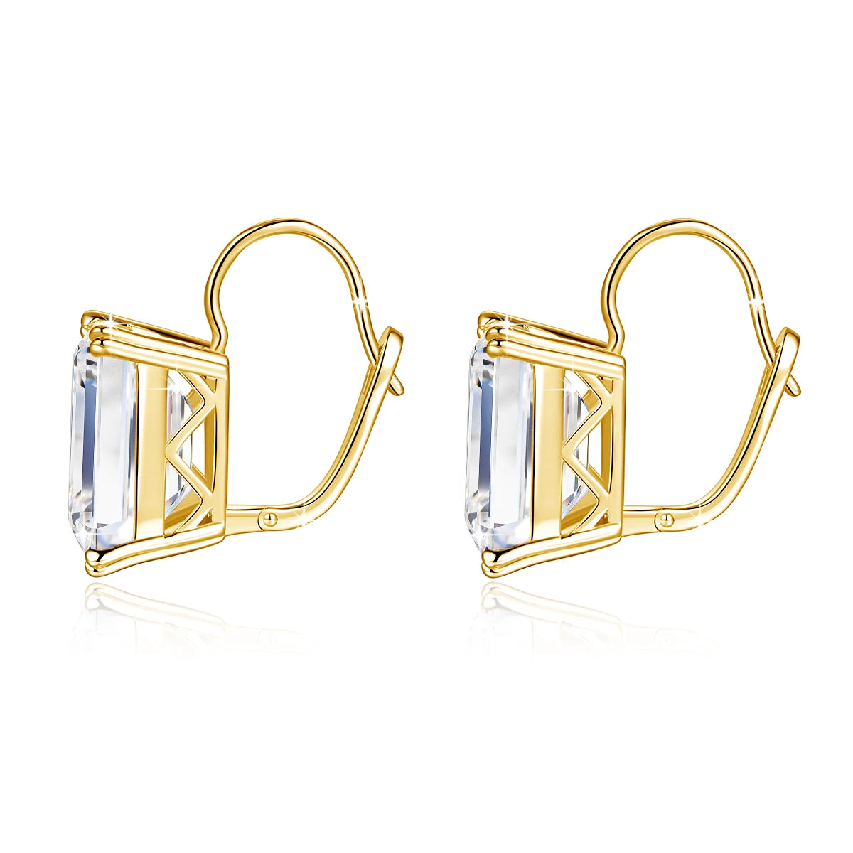 Damen-Clip-Ohrringe aus Silber 925 mit Moissanit Emerald-Schliff 10 Ct Hypoallergen
