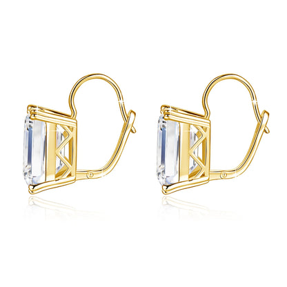 Damen-Clip-Ohrringe aus Silber 925 mit Moissanit Emerald-Schliff 10 Ct Hypoallergen