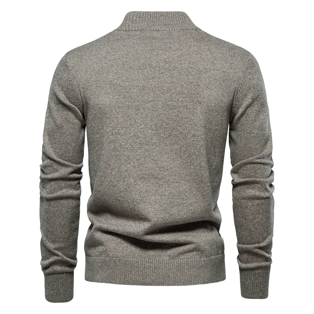 Herren Strickjacke im lässigen Stil mit Stehkragen und Knopfleiste