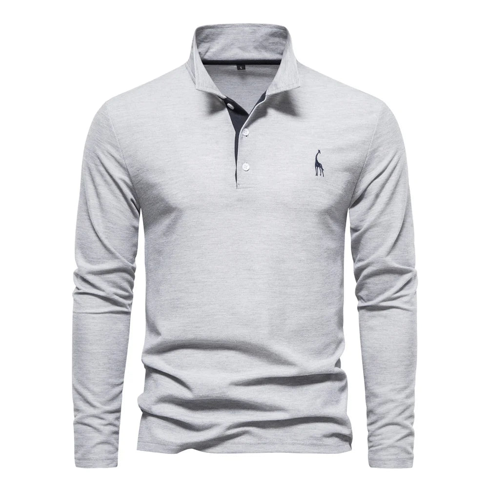 Premium Herren Langarm Polo Shirt Atmungsaktiv Und Elegant Für Business