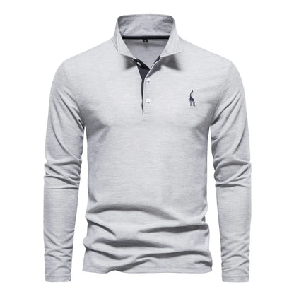Premium Herren Langarm Polo Shirt Atmungsaktiv Und Elegant Für Business