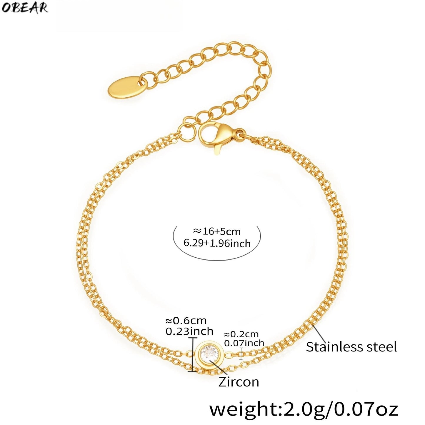 Damen-Armband Doppelkette mit Zirkonia-Solitär