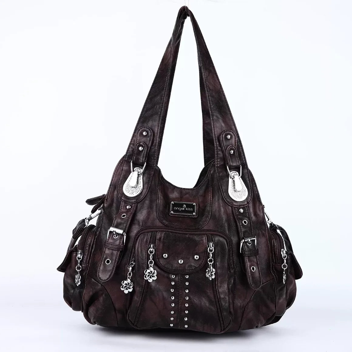 Damen-Handtasche Aus PU-Leder Vintage Stil Große Kapazität Schultertasche Für Alltag