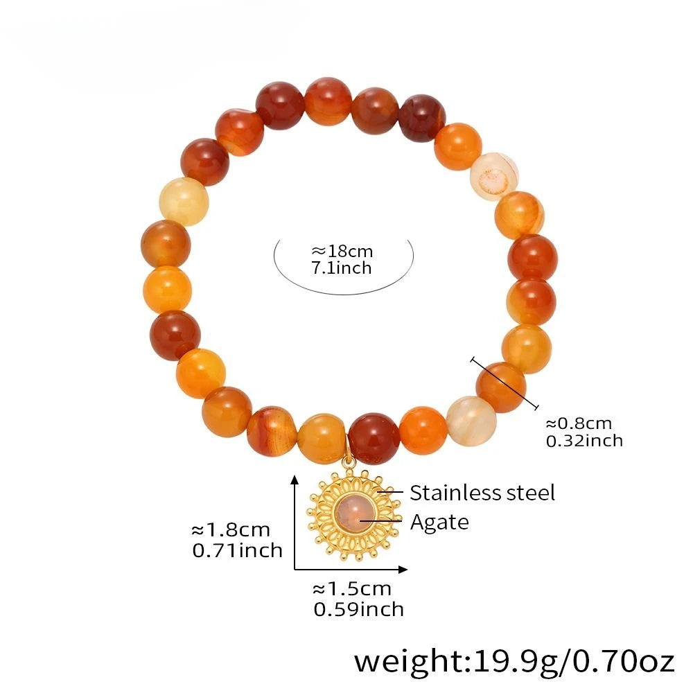 Damen-Armband mit Achat-Naturstein aus Edelstahl