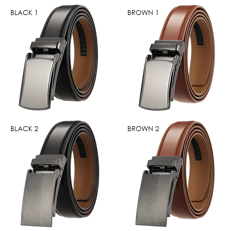 Herren Ledergürtel Braun 31 mm Ohne Lochung Mit Automatischer Schnalle Aus Naturleder