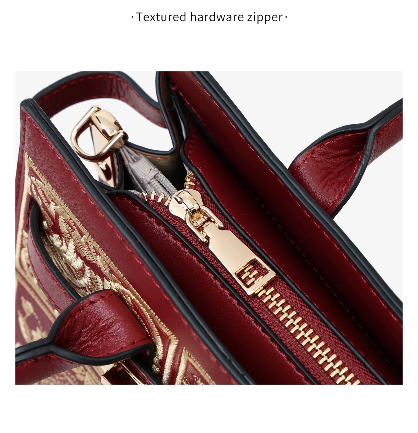 Damen Handtasche Aus Split-Leder Mit Crossbody-Tasche Im Chinesischen Stil