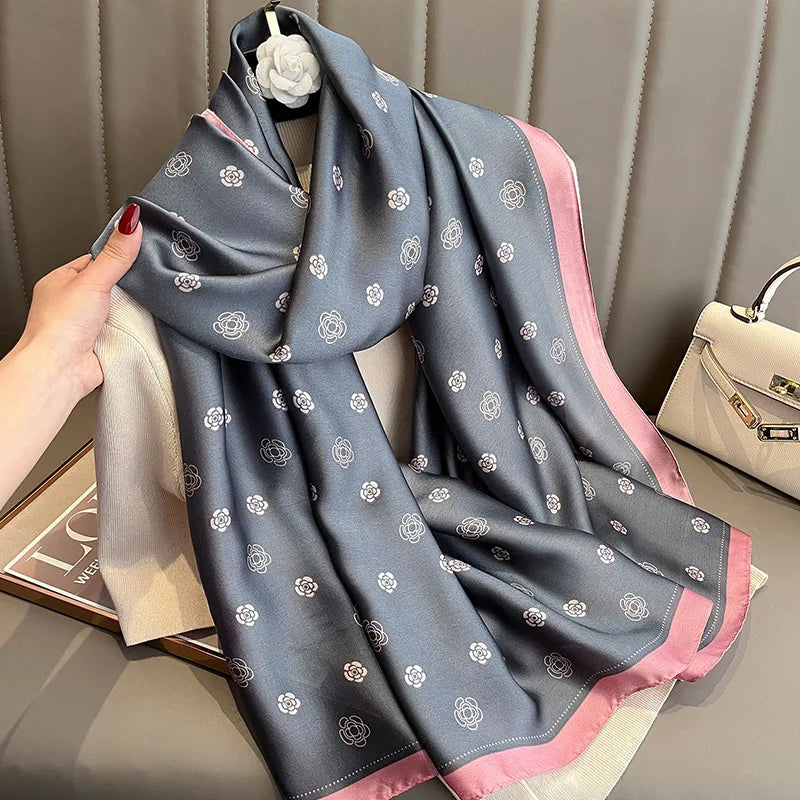 Damen Seidenschal groß 180x90cm Sommer Strand Foulard Bandana weich