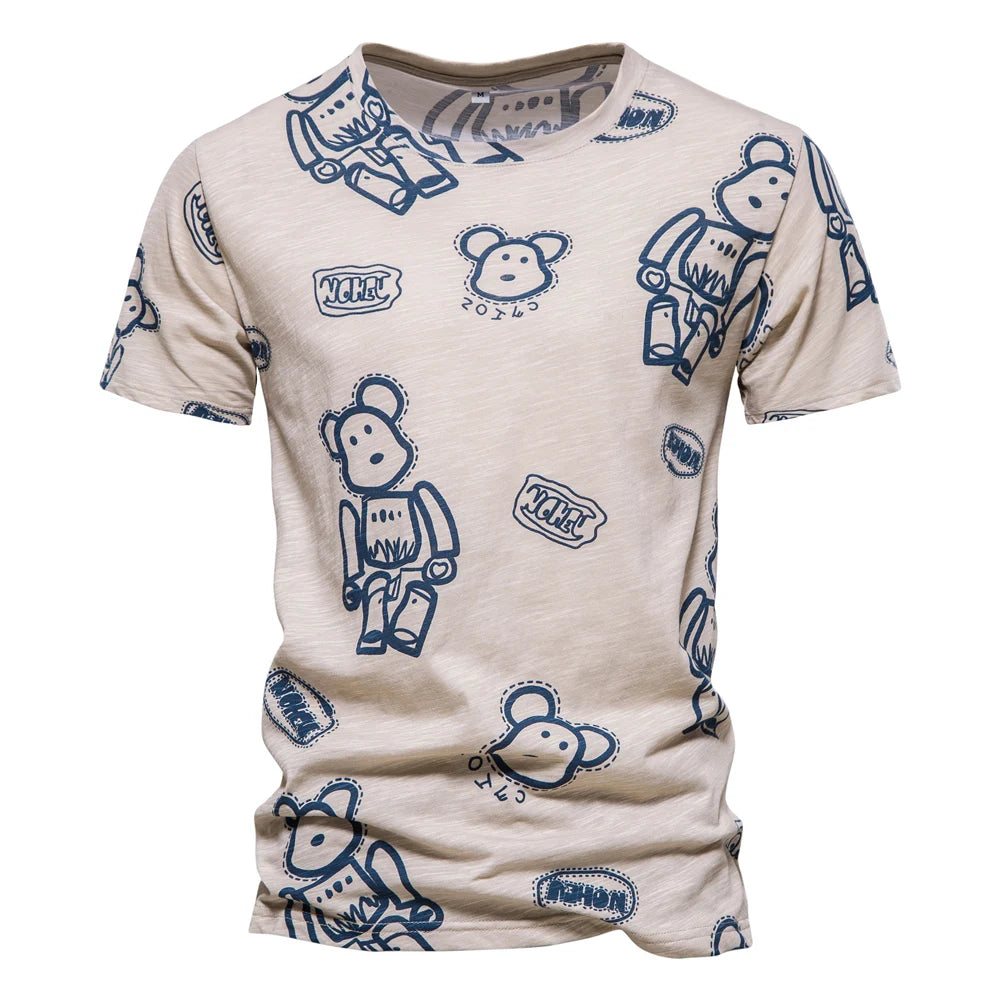 Herren T-Shirt mit Dot-Druck und kurzen Ärmeln aus 100 Prozent Baumwolle