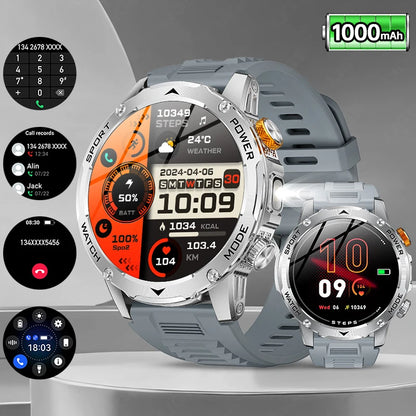 Herren Smartwatch mit Bluetooth Anruf und wasserdichtem Design für Outdoor Fitness