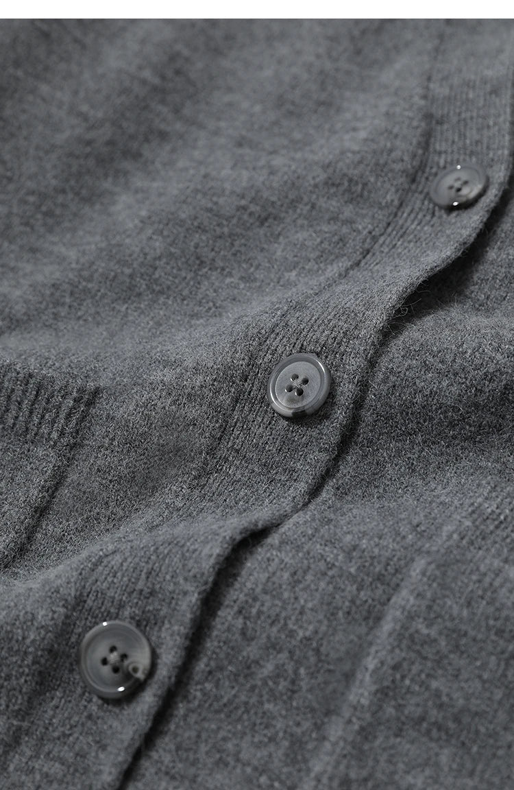 Damen-Strickjacke Wolle V-Ausschnitt Pendler einreihig locker Winter