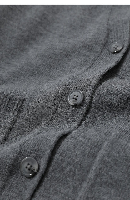 Damen-Strickjacke Wolle V-Ausschnitt Pendler einreihig locker Winter
