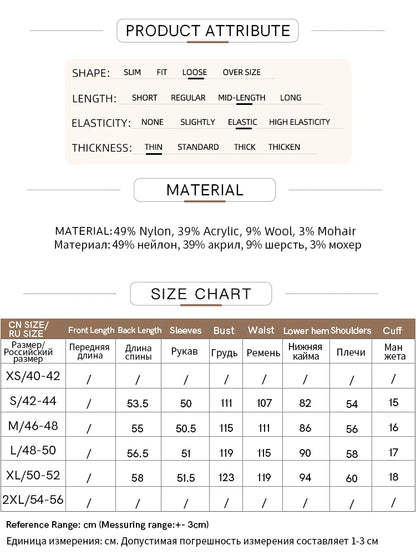 Damen V-Ausschnitt Pullover Mohair Spitze locker mittellang Frühling